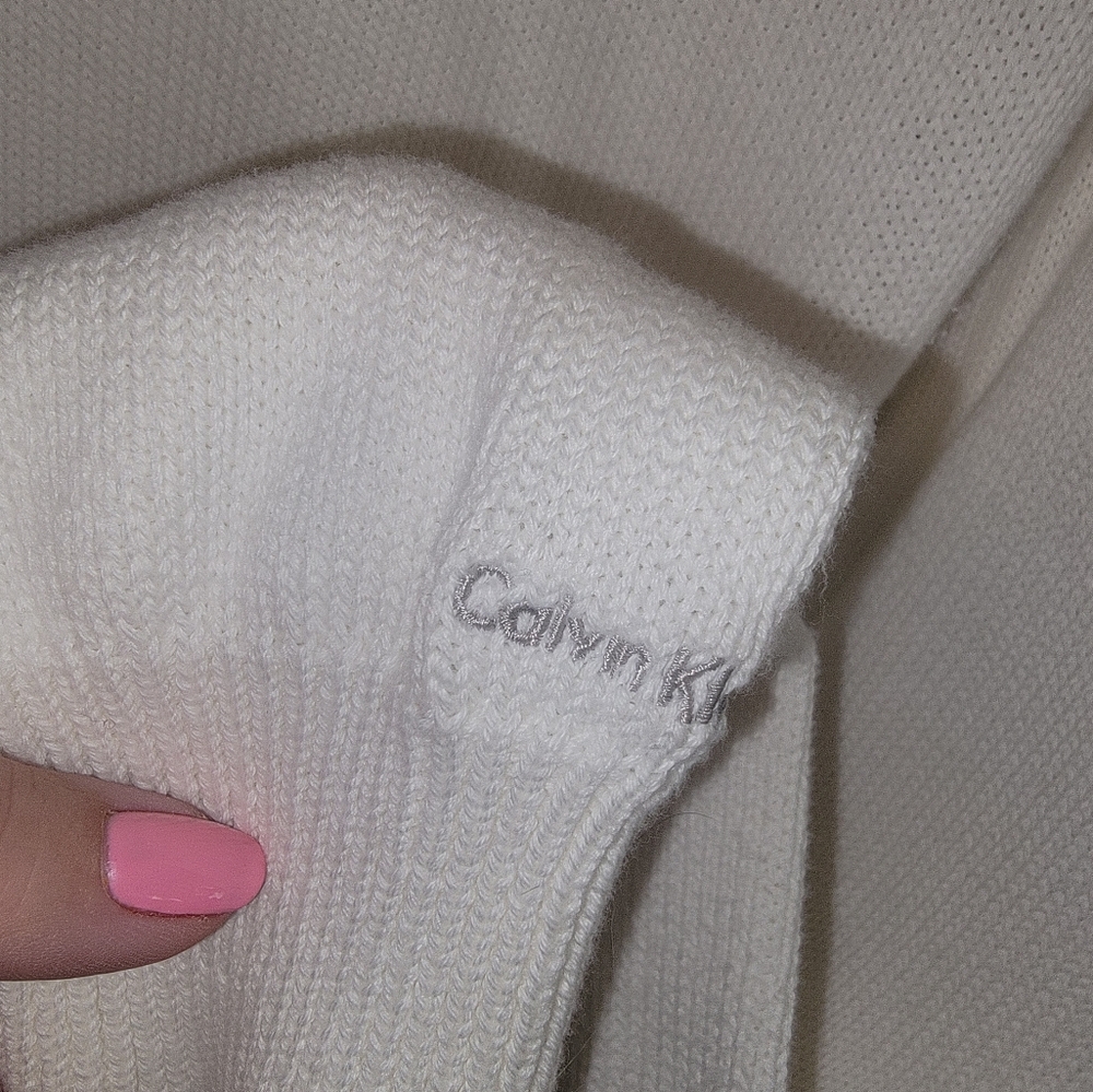 Misses sz L Calvin Klein White Sweatee 2 front Pockets - Picture 2 of 5